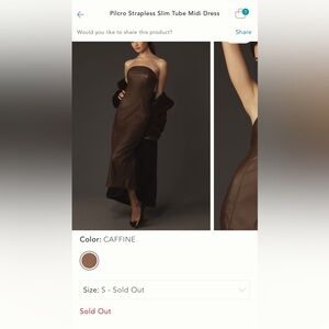 SOLD OUT. Never worn, without tags. Pilcro Strapless Slim Tube Midi Dress. Small